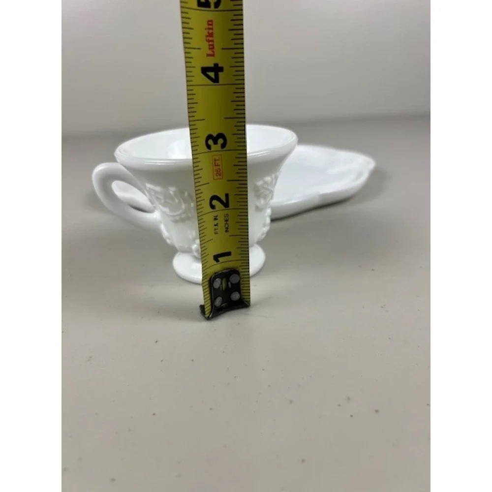 Westmoreland Milk Glass Grape Pattern Snack Set Plate and Cup White Vintage